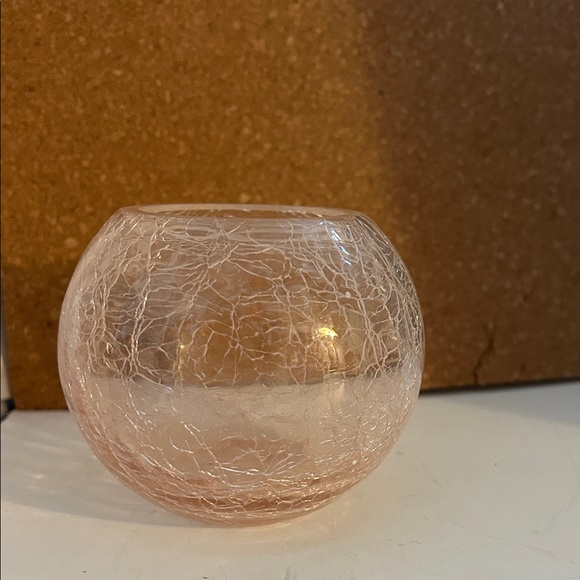 Other - Crackle Glass Pink Vase